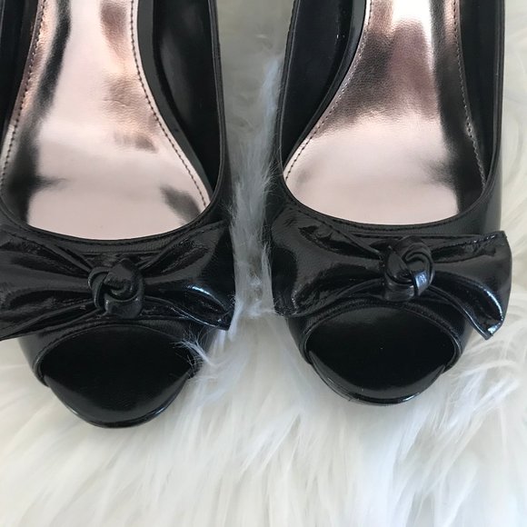 🌸Alfani Womens Black Daphna Peep Toe Black Bow Heel - Picture 6 of 7